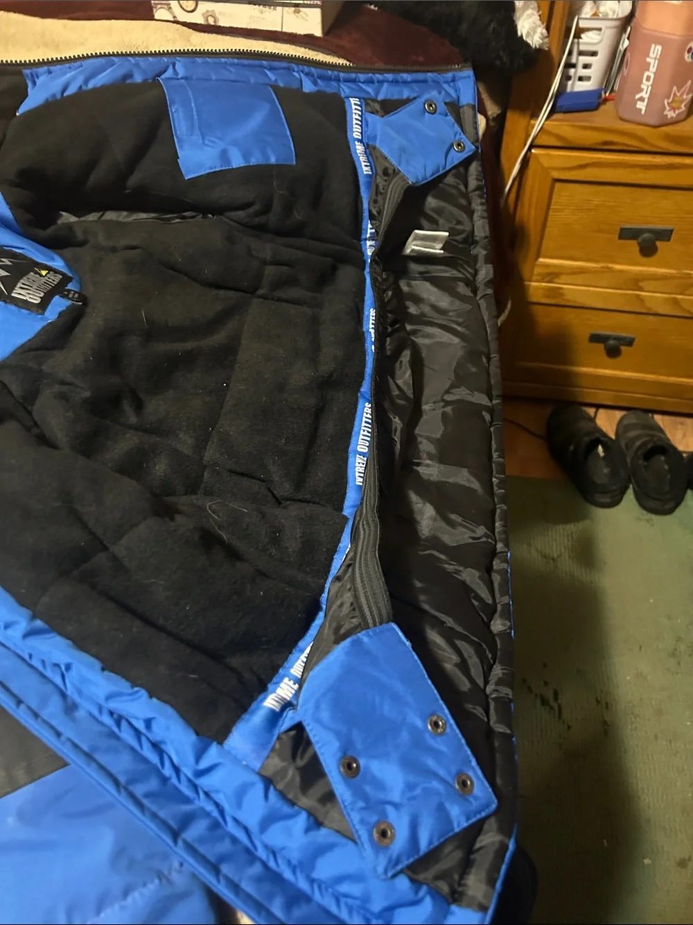 Kids Ixtreme Outfitters Blue and Black Puffer Jacket with Faux-Fur Hood